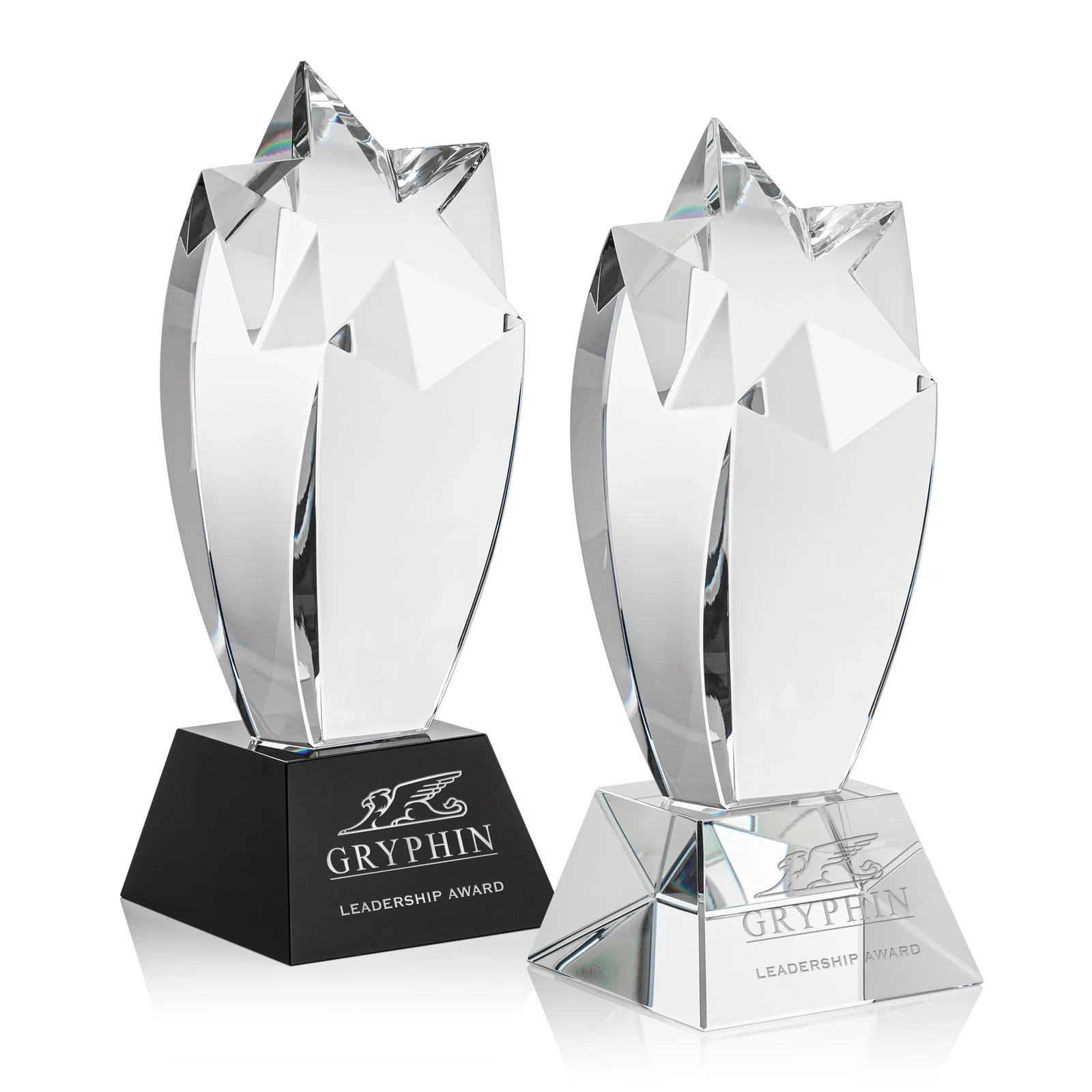 Custom Optical Crystal Shooting Star Award on Thick Base for employee recognition