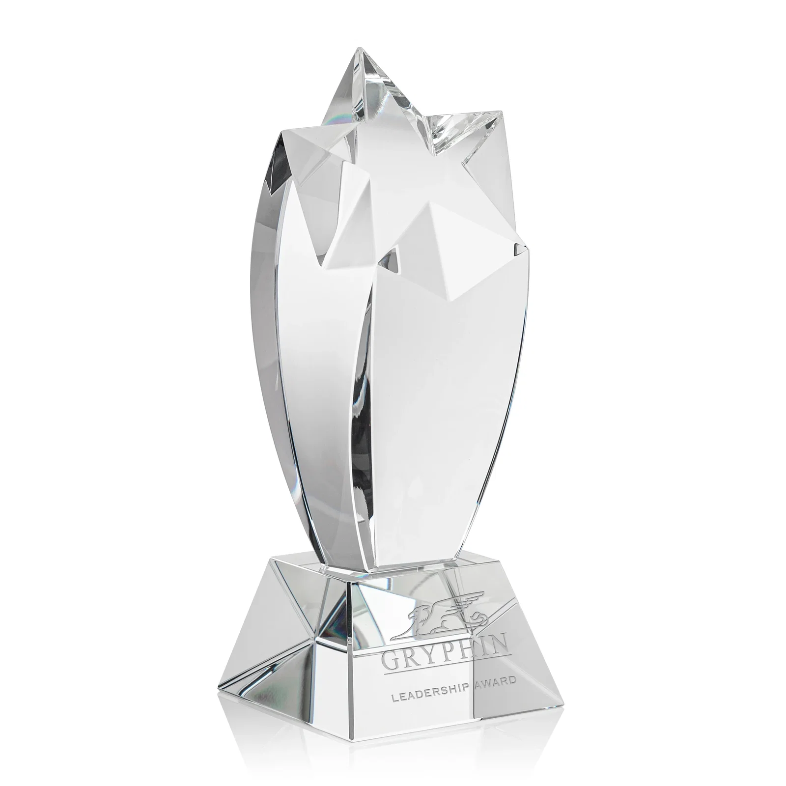 Custom Optical Crystal Shooting Star Award on Thick Base for corporate award ceremonies