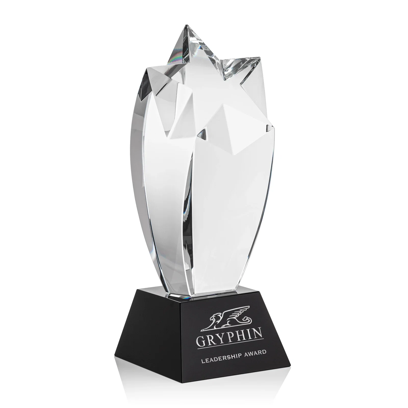 Custom Optical Crystal Shooting Star Award on Thick Base for service anniversary gifts