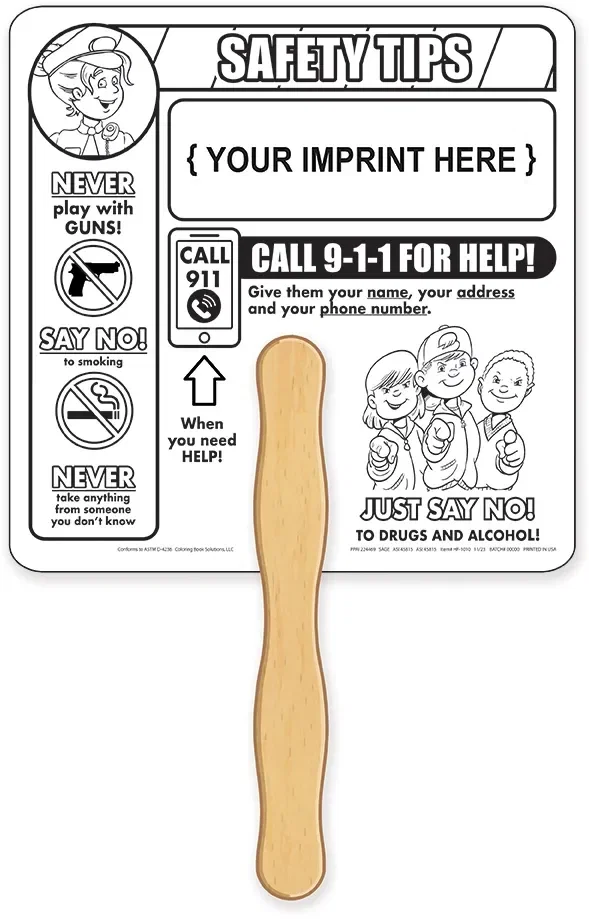 Crime Prevention Coloring Hand Fan — view 2
