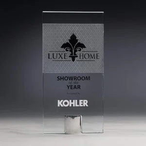 Starfire Crystal Rectangle Award with a Sandcarved Diamond Back