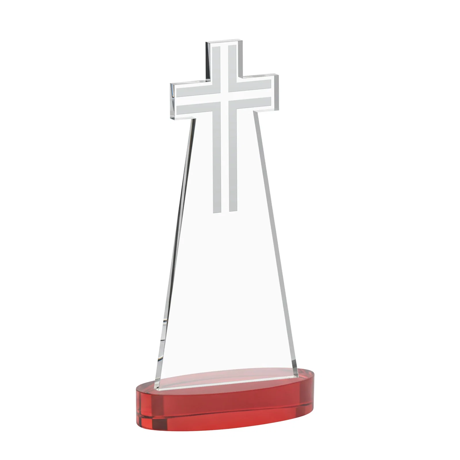 Custom Starfire Crystal Cut-Out Cross Award on Oval Base, with your logo for safety achievement programs