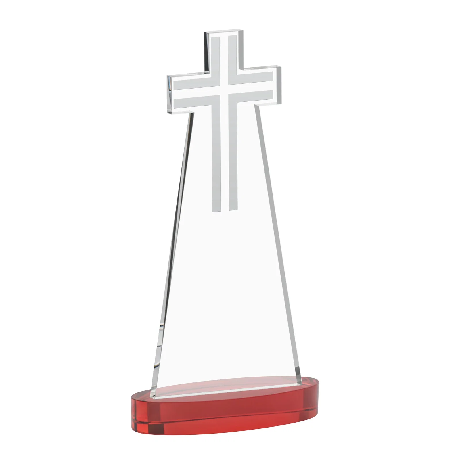Custom Starfire Crystal Cut-Out Cross Award on Oval Base, with your logo for volunteer appreciation