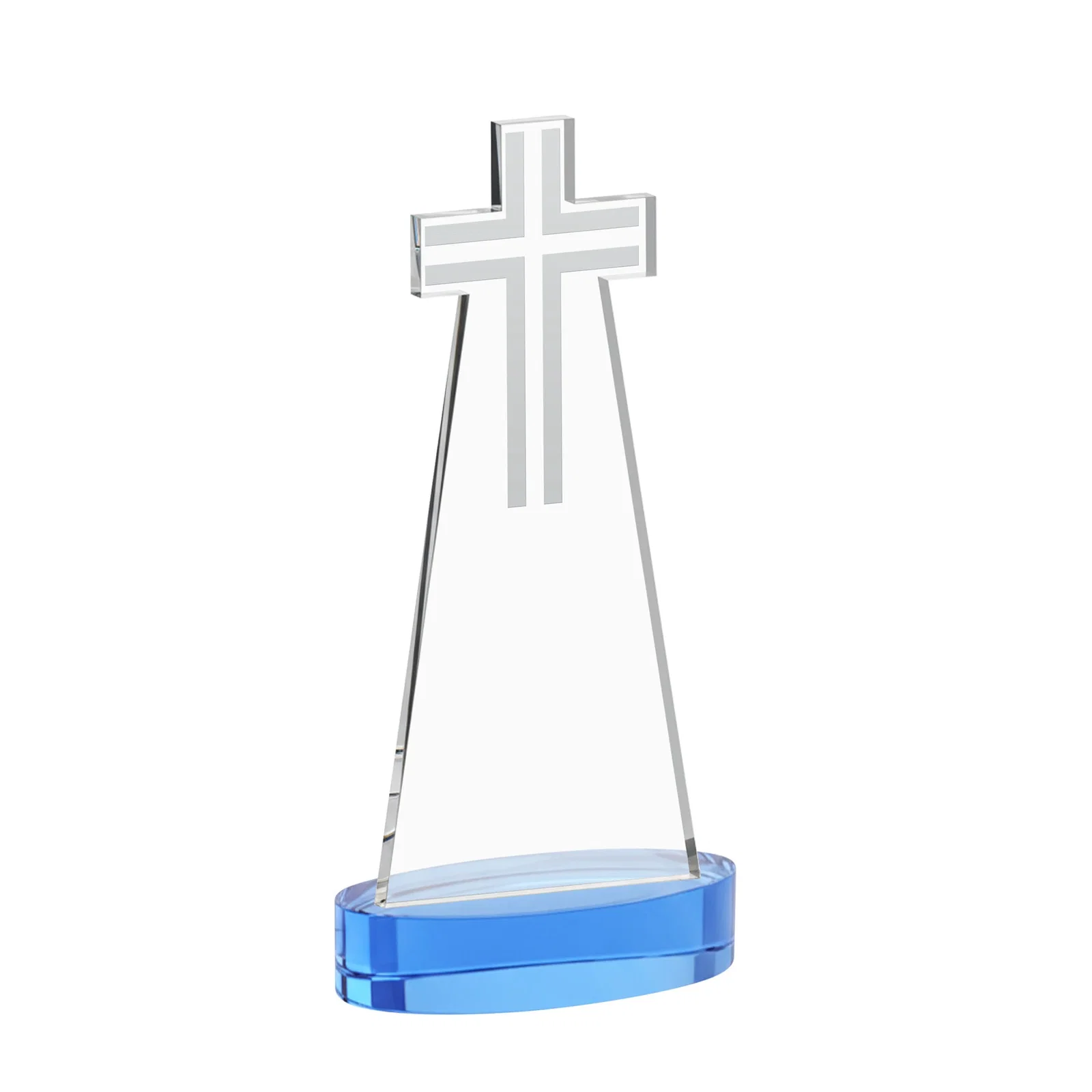 Custom Starfire Crystal Cut-Out Cross Award on Oval Base, with your logo for dealer and partner awards