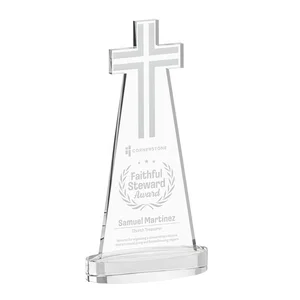 Starfire Crystal Cut-Out Cross Award on Oval Base