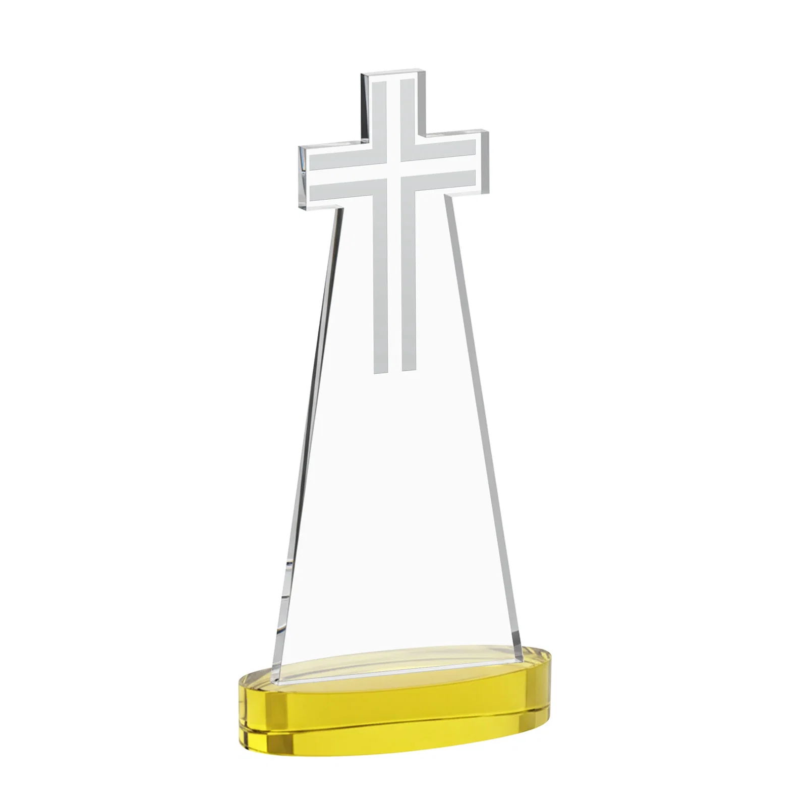 Custom engraved Starfire Crystal Cut-Out Cross Award on Oval Base for safety achievement programs