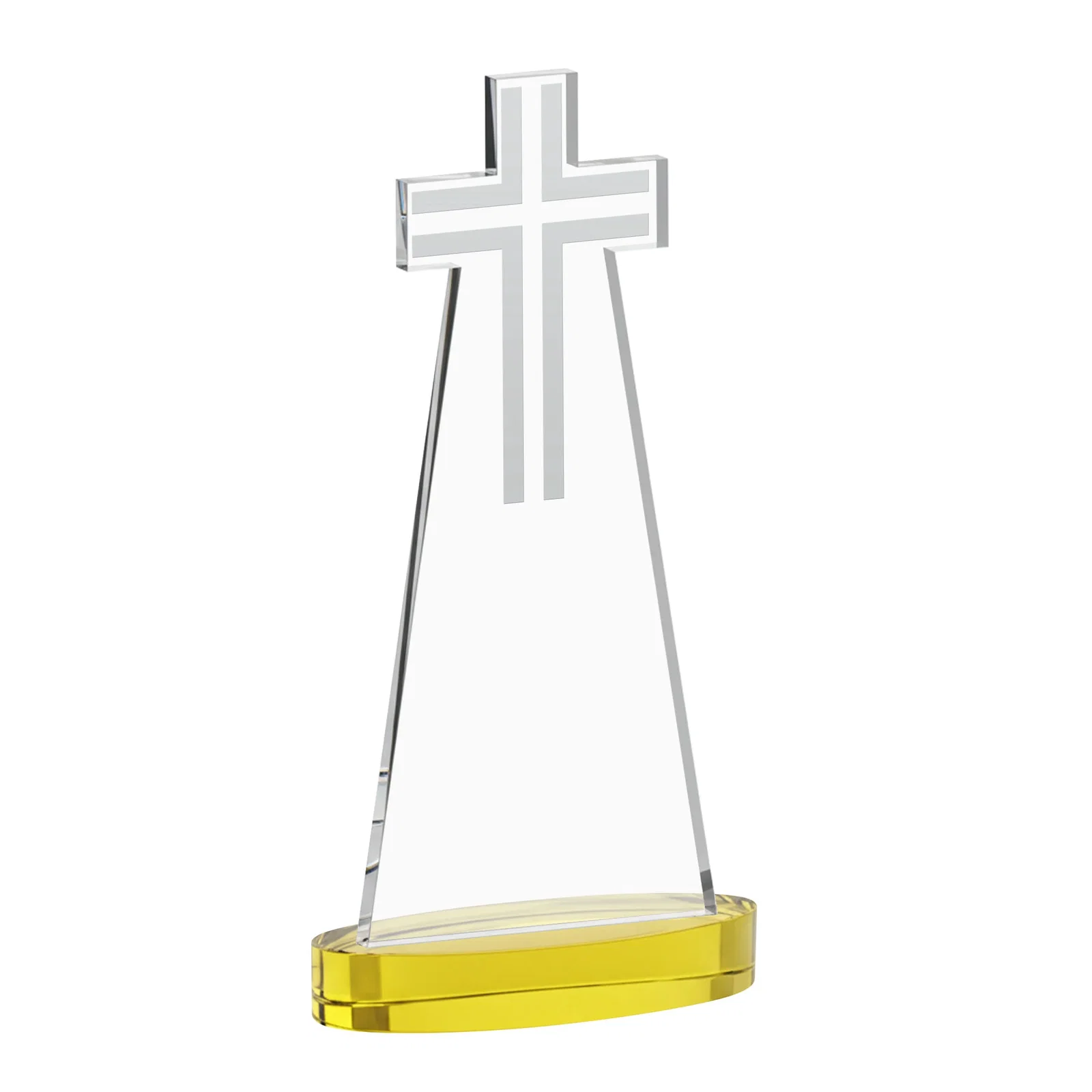 Custom engraved Starfire Crystal Cut-Out Cross Award on Oval Base for volunteer appreciation