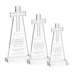 Starfire Crystal Cut-Out Cross Award on Front-Mitered Base