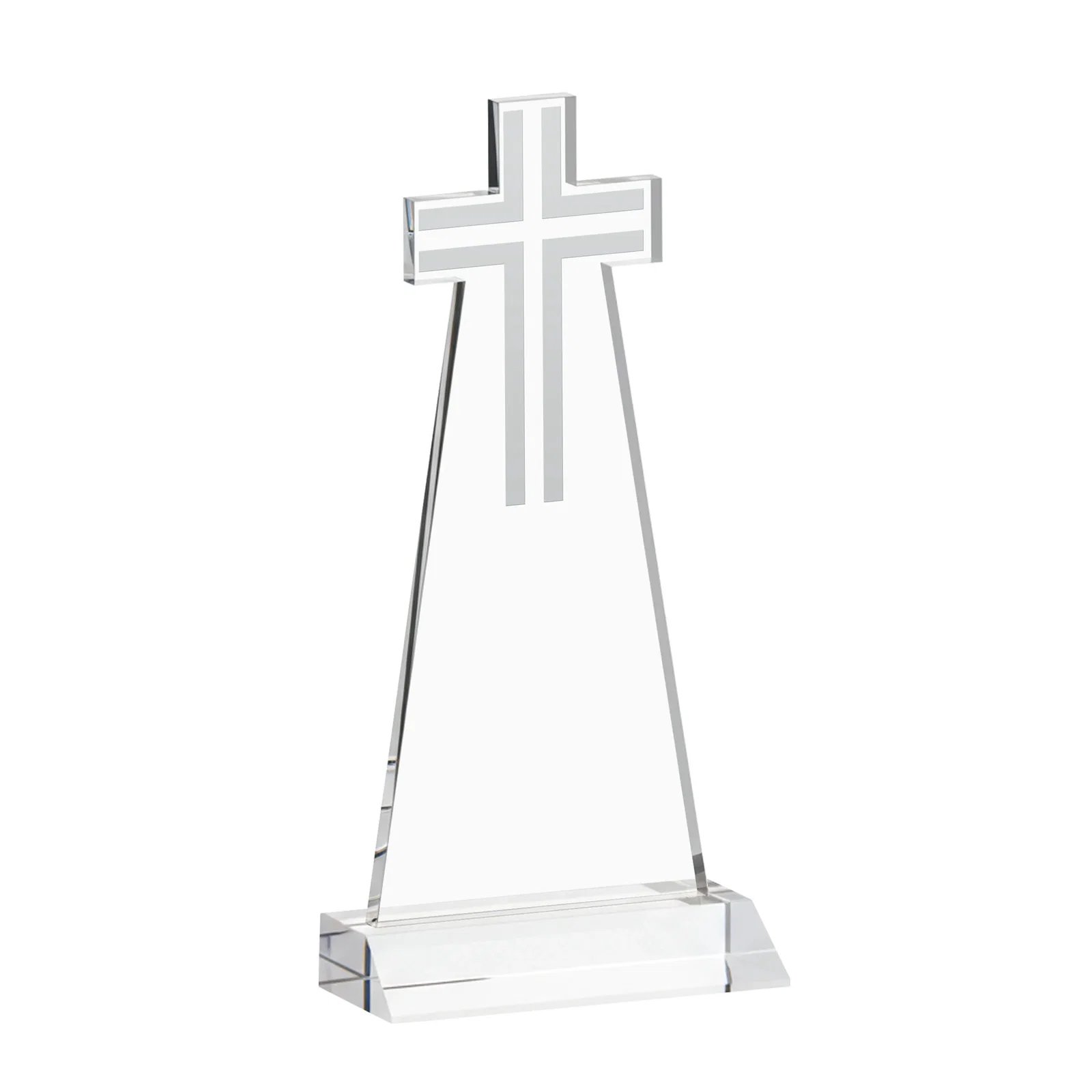 Custom Starfire Crystal Cut-Out Cross Award on Front-Mitered Base, with your logo for safety achievement programs