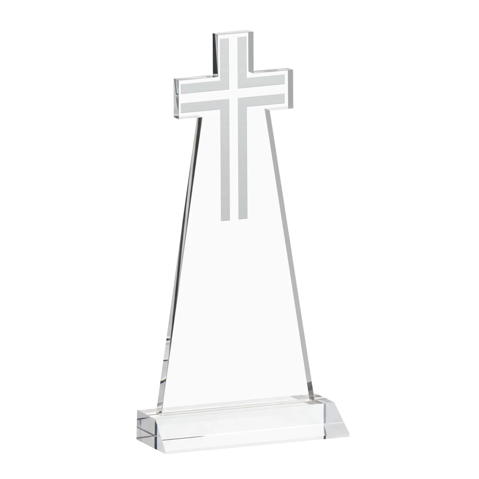 Custom Starfire Crystal Cut-Out Cross Award on Front-Mitered Base, with your logo for volunteer appreciation