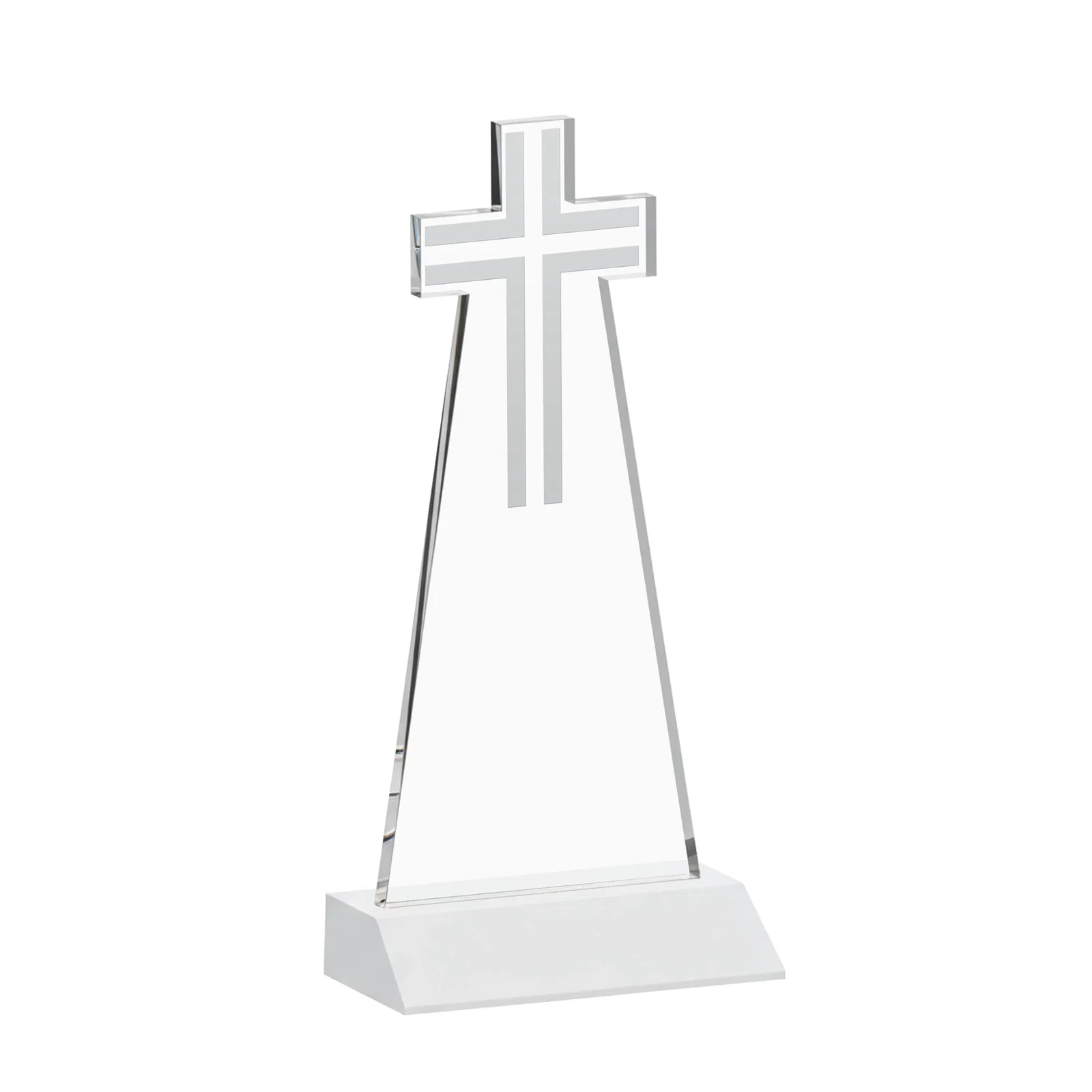Promotional Starfire Crystal Cut-Out Cross Award on Front-Mitered Base, with your logo for graduation ceremonies