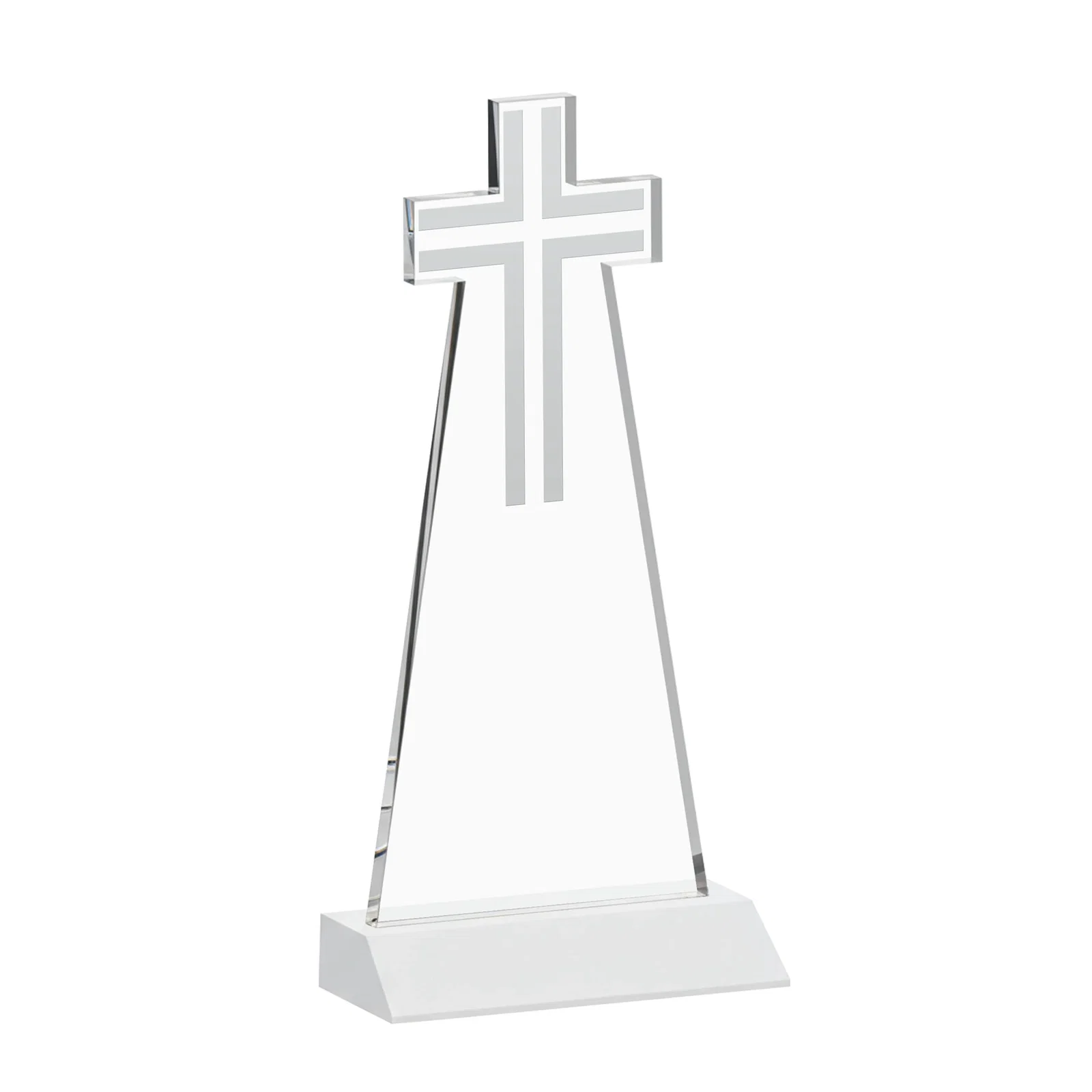 Promotional Starfire Crystal Cut-Out Cross Award on Front-Mitered Base, with your logo for safety achievement programs