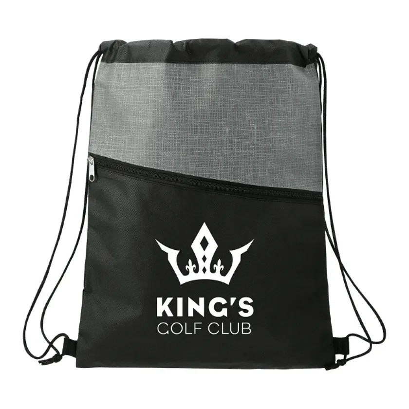 Cross Weave Zippered Drawstring Bag