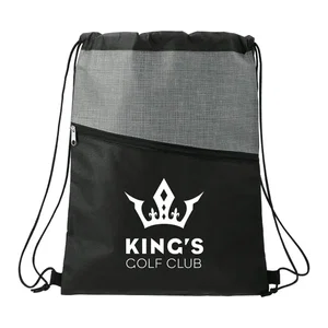 Cross Weave Zippered Drawstring Bag
