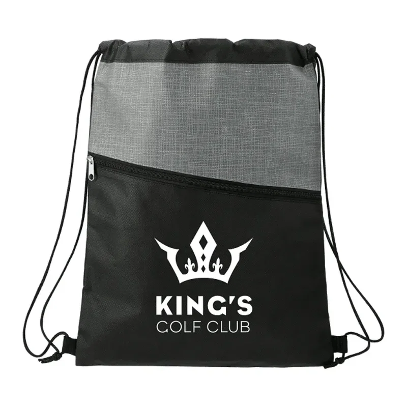 Cross Weave Zippered Drawstring Bag