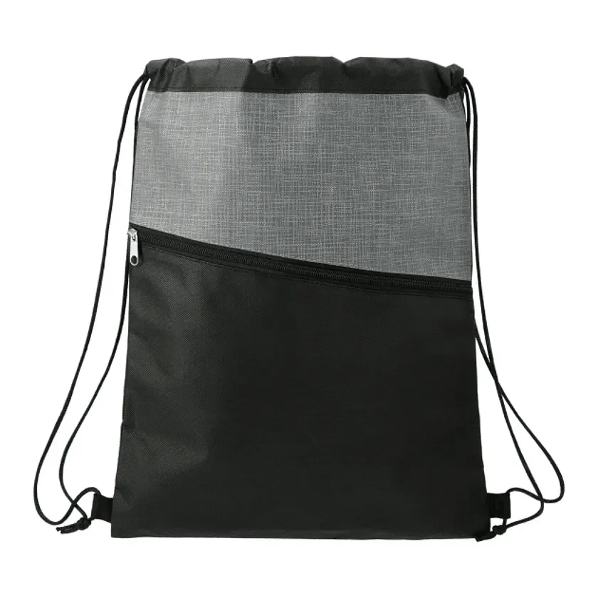 Cross Weave Zippered Drawstring Bag — view 2