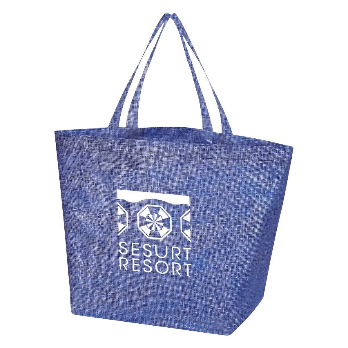 Wide non-woven shopper tote with a crosshatch textured finish
