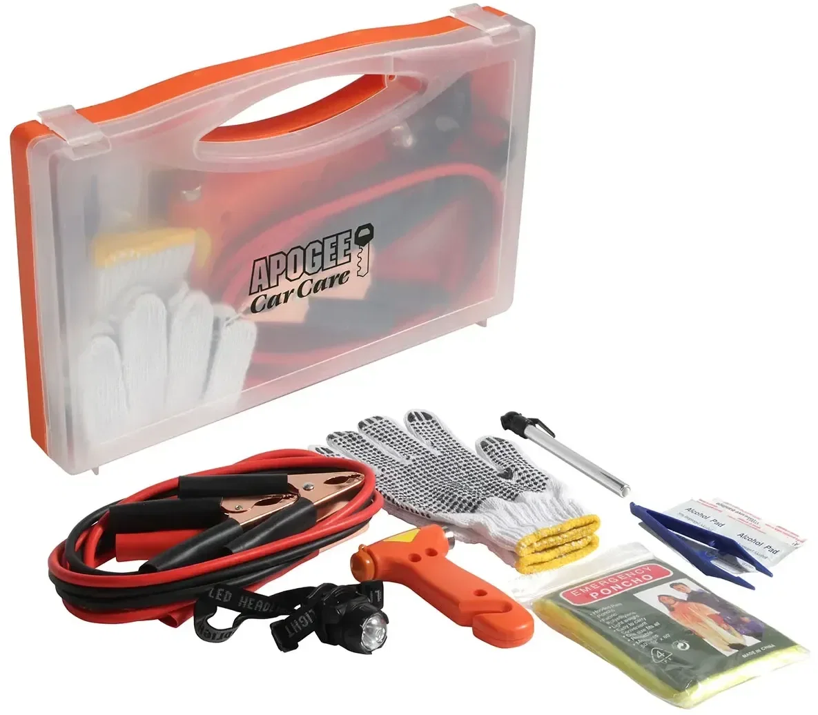 Custom Crossroad Jumper Cable Emergency Road Kit, branded roadside case with jumper cables and first-aid basics