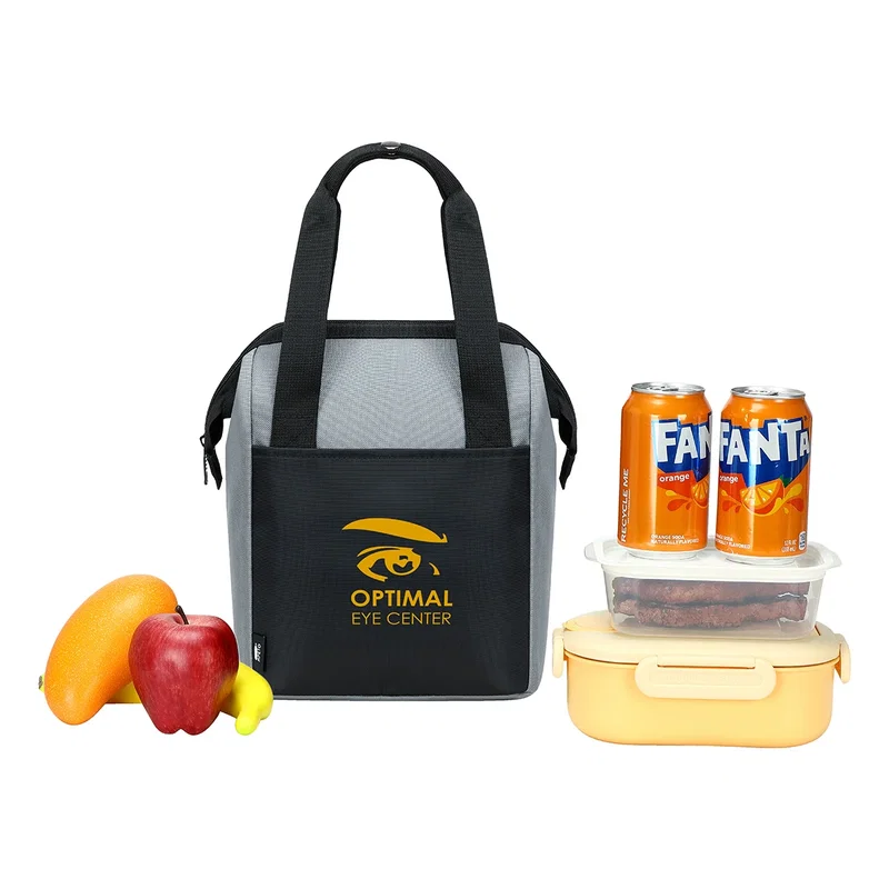 Angled view of the promotional Crossroads 12-Can RPET Cooler Bag