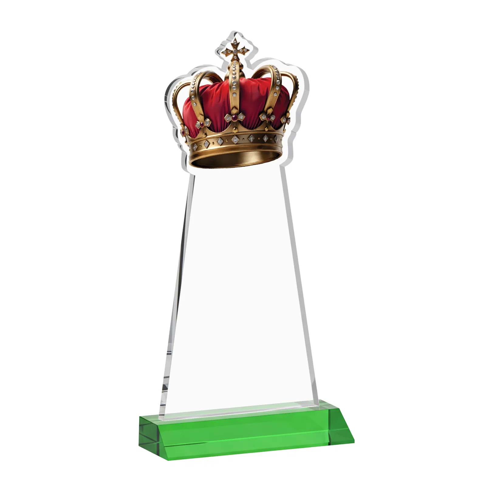 Custom engraved Starfire Crystal Crown Award on Front-Mitered Base, awards for dealer and partner awards