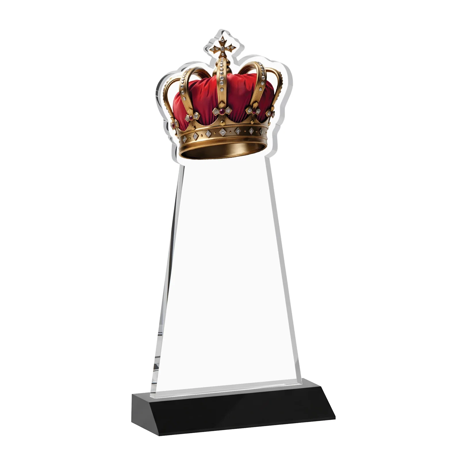 Custom engraved Starfire Crystal Crown Award on Front-Mitered Base, awards for company anniversary events