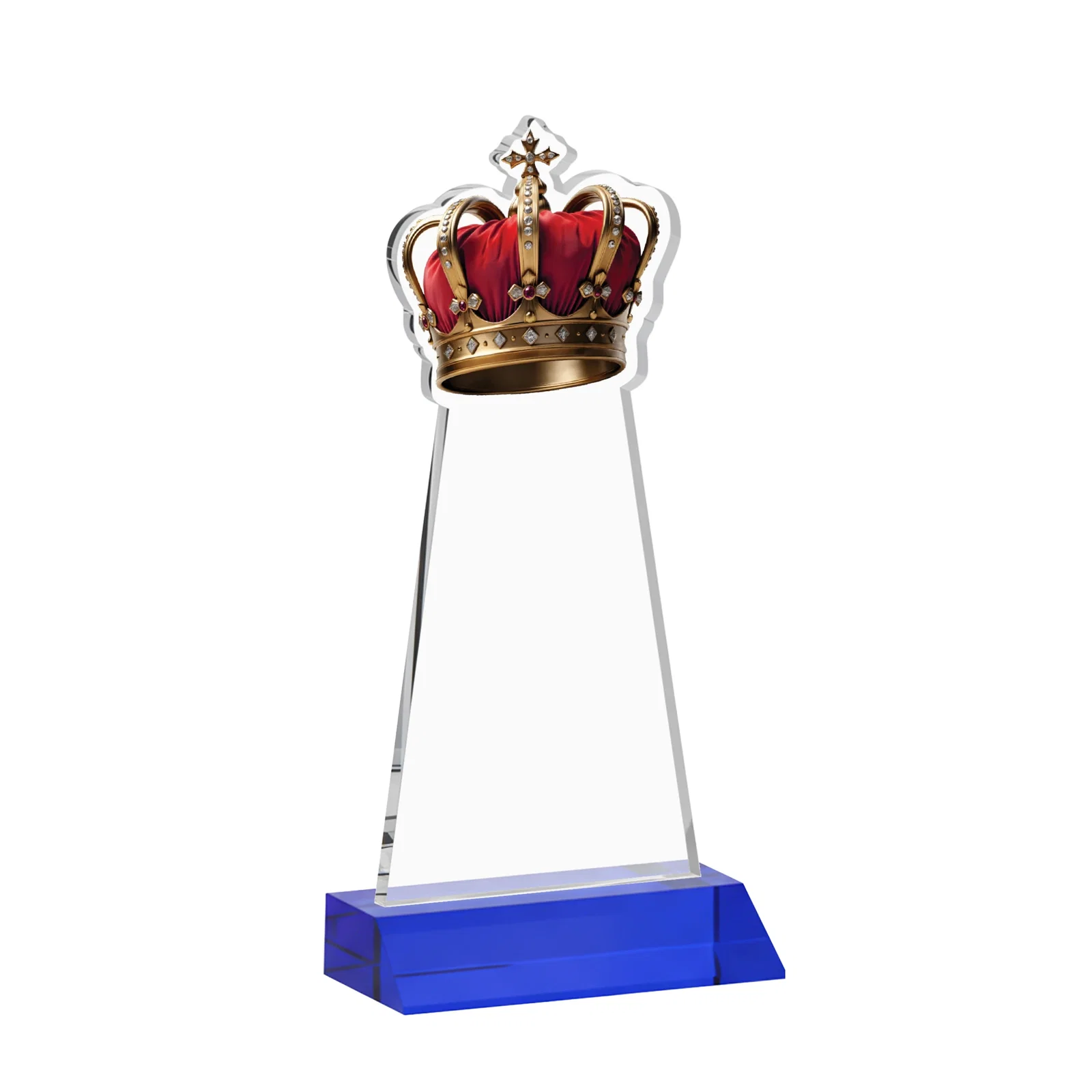 Custom Starfire Crystal Crown Award on Front-Mitered Base, awards, with your logo for service anniversary gifts