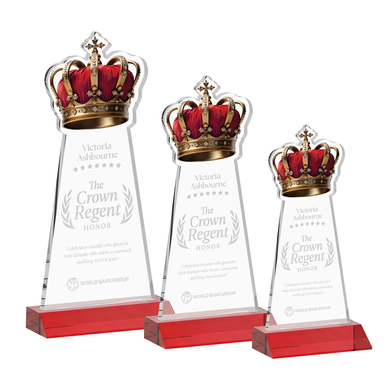 Promotional Starfire Crystal Crown Award on Front-Mitered Base, awards for corporate award ceremonies
