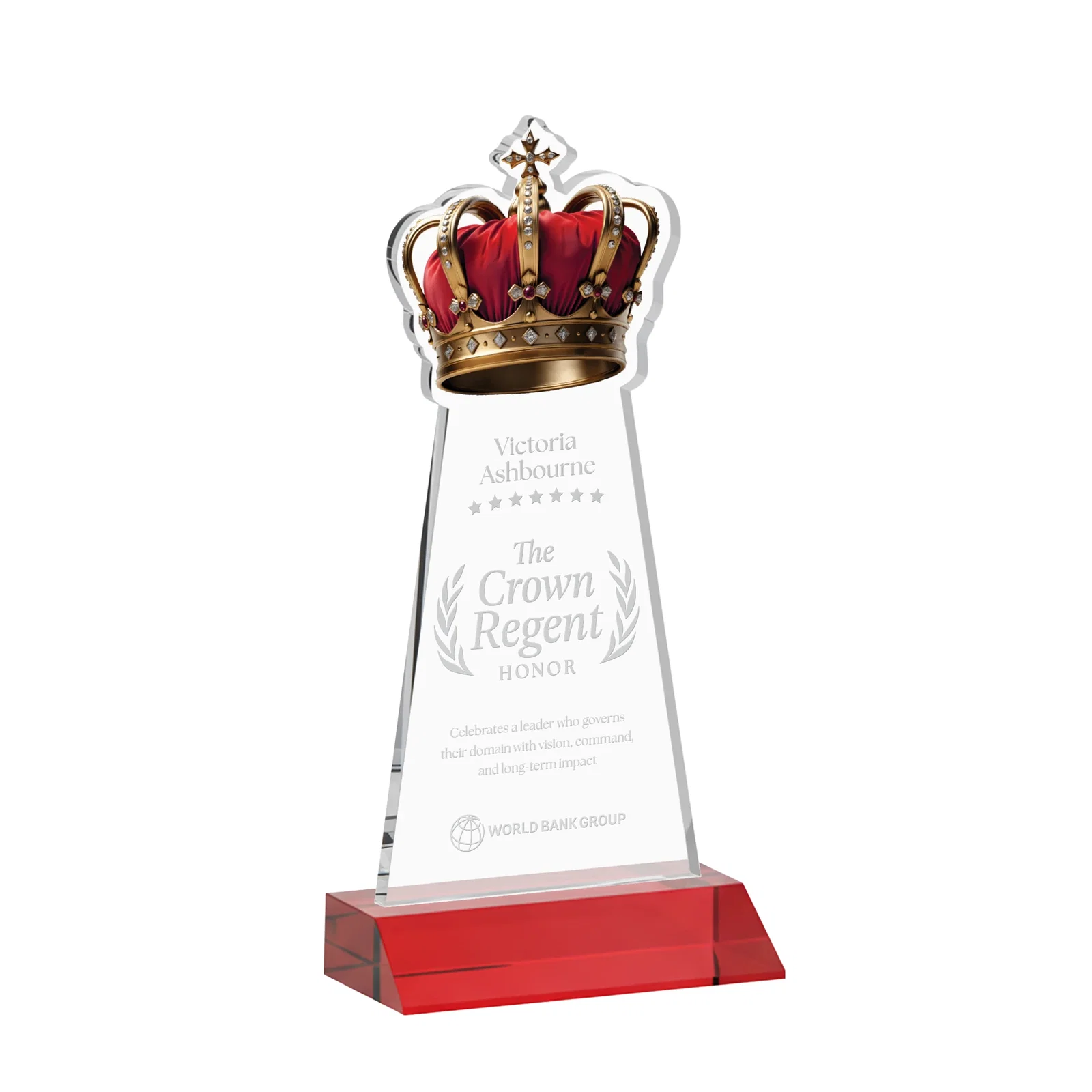 Promotional Starfire Crystal Crown Award on Front-Mitered Base, awards for service anniversary gifts