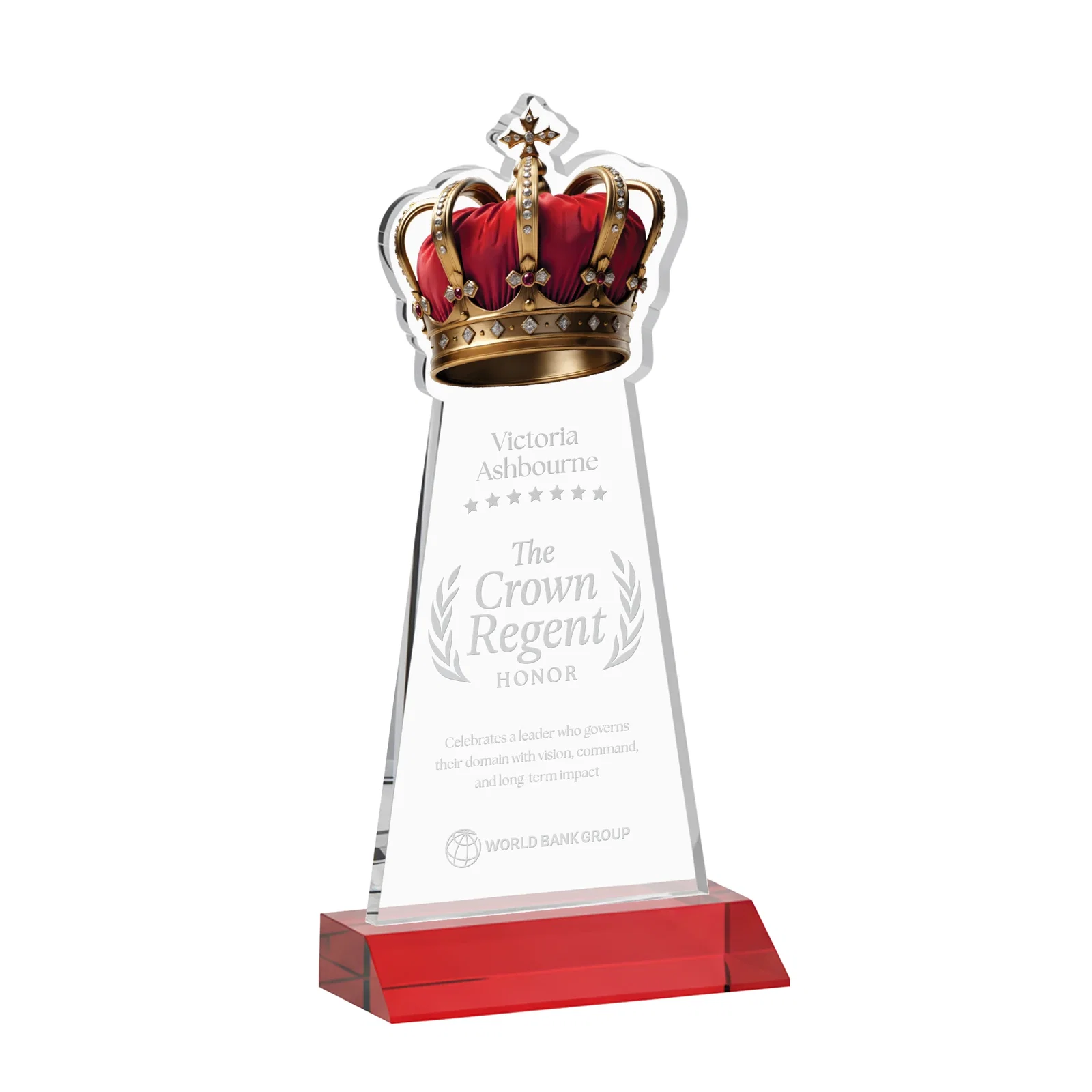 Promotional Starfire Crystal Crown Award on Front-Mitered Base, awards for sales achievement awards