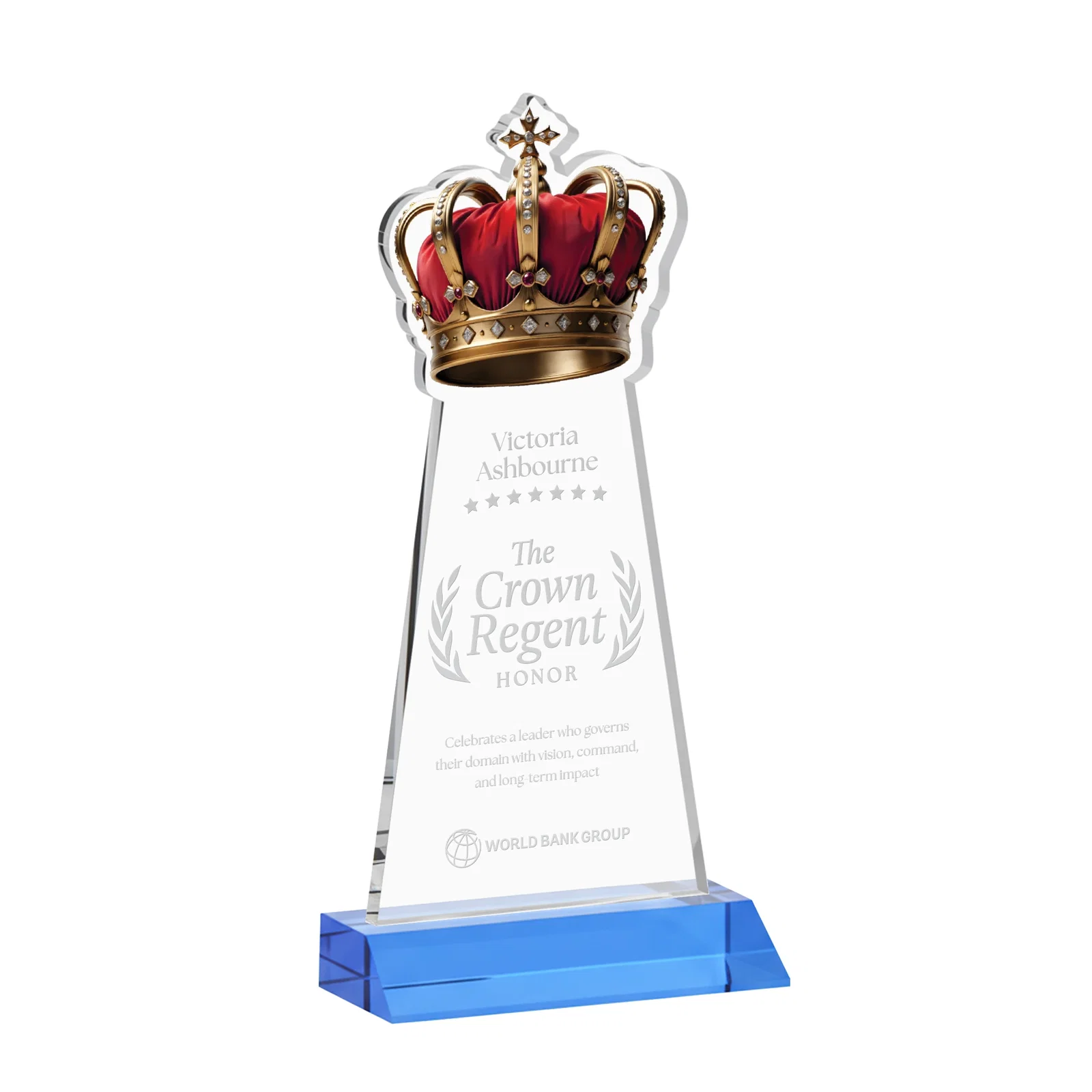 Promotional Starfire Crystal Crown Award on Front-Mitered Base, awards for graduation ceremonies