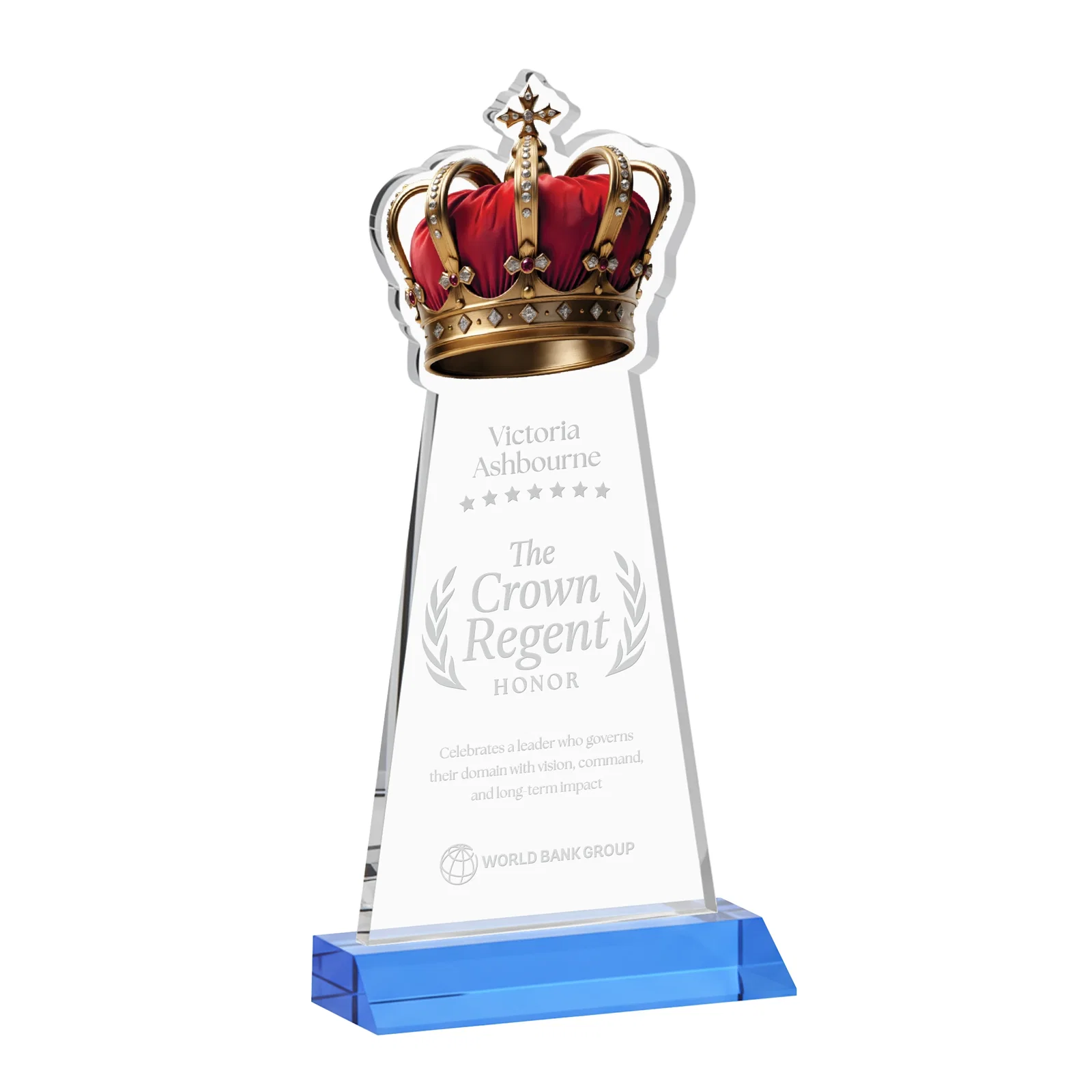 Promotional Starfire Crystal Crown Award on Front-Mitered Base, awards for safety achievement programs