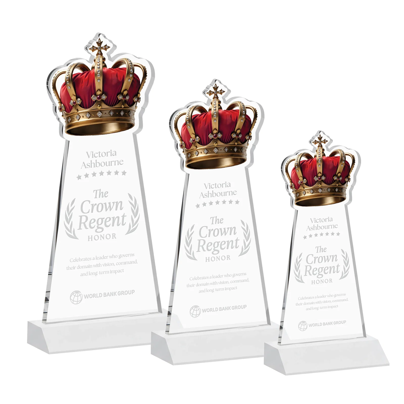 Promotional Starfire Crystal Crown Award on Front-Mitered Base, awards for volunteer appreciation