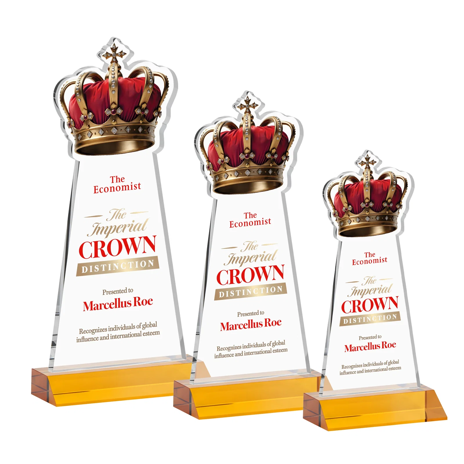 Branded Starfire Crystal Crown Award on Front-Mitered Base, awards for team milestone celebrations