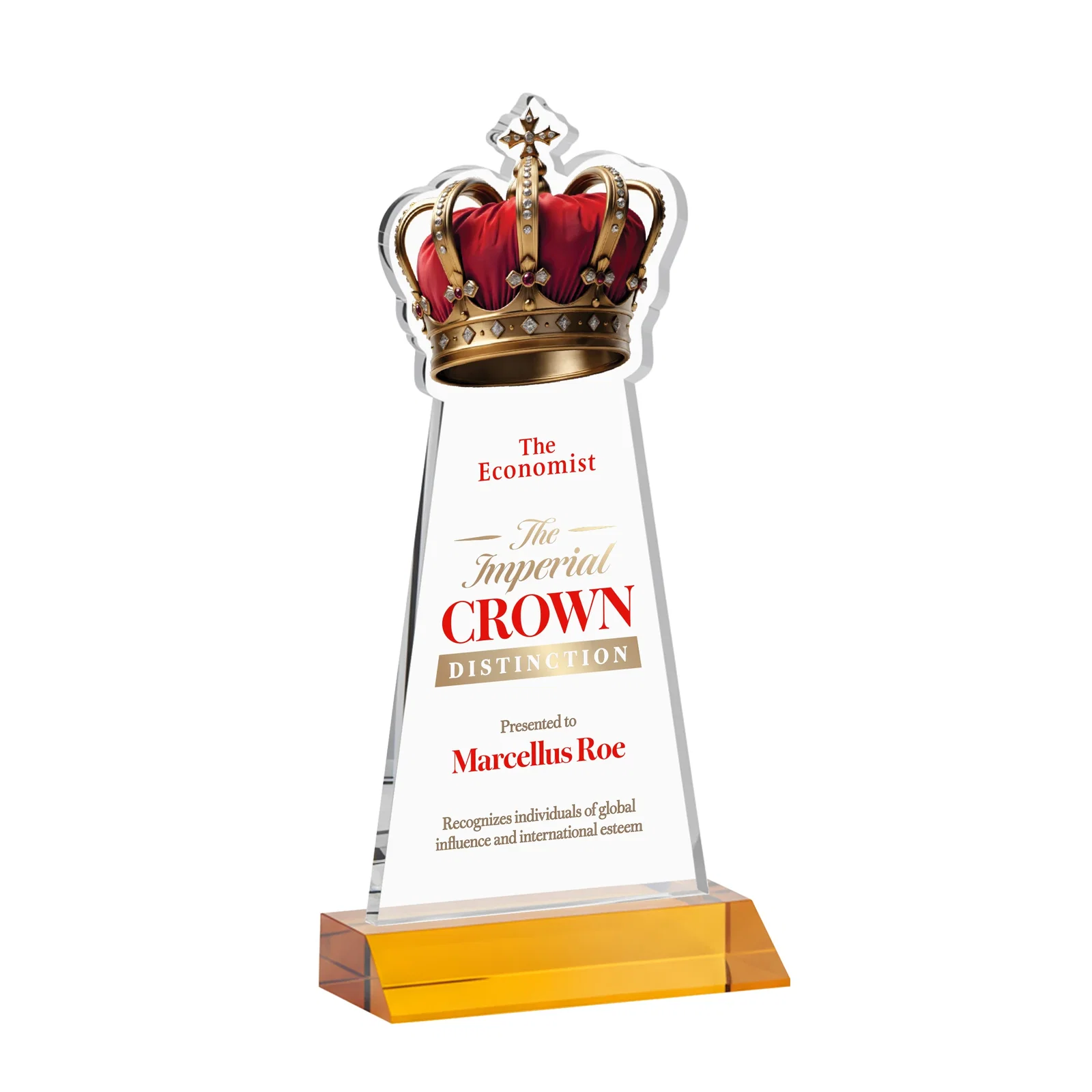 Branded Starfire Crystal Crown Award on Front-Mitered Base, awards for graduation ceremonies
