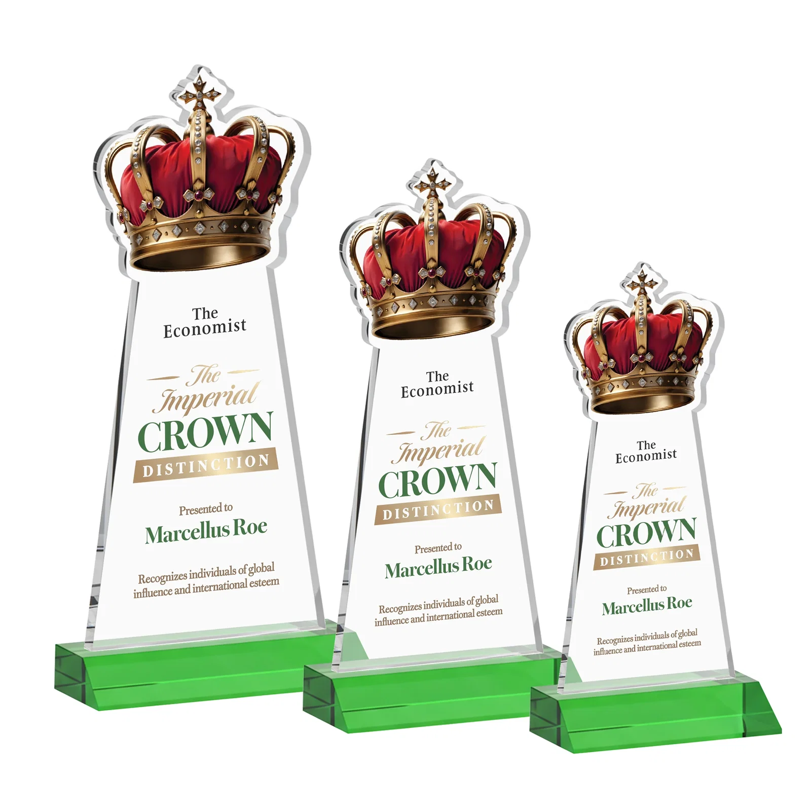Branded Starfire Crystal Crown Award on Front-Mitered Base, awards for volunteer appreciation