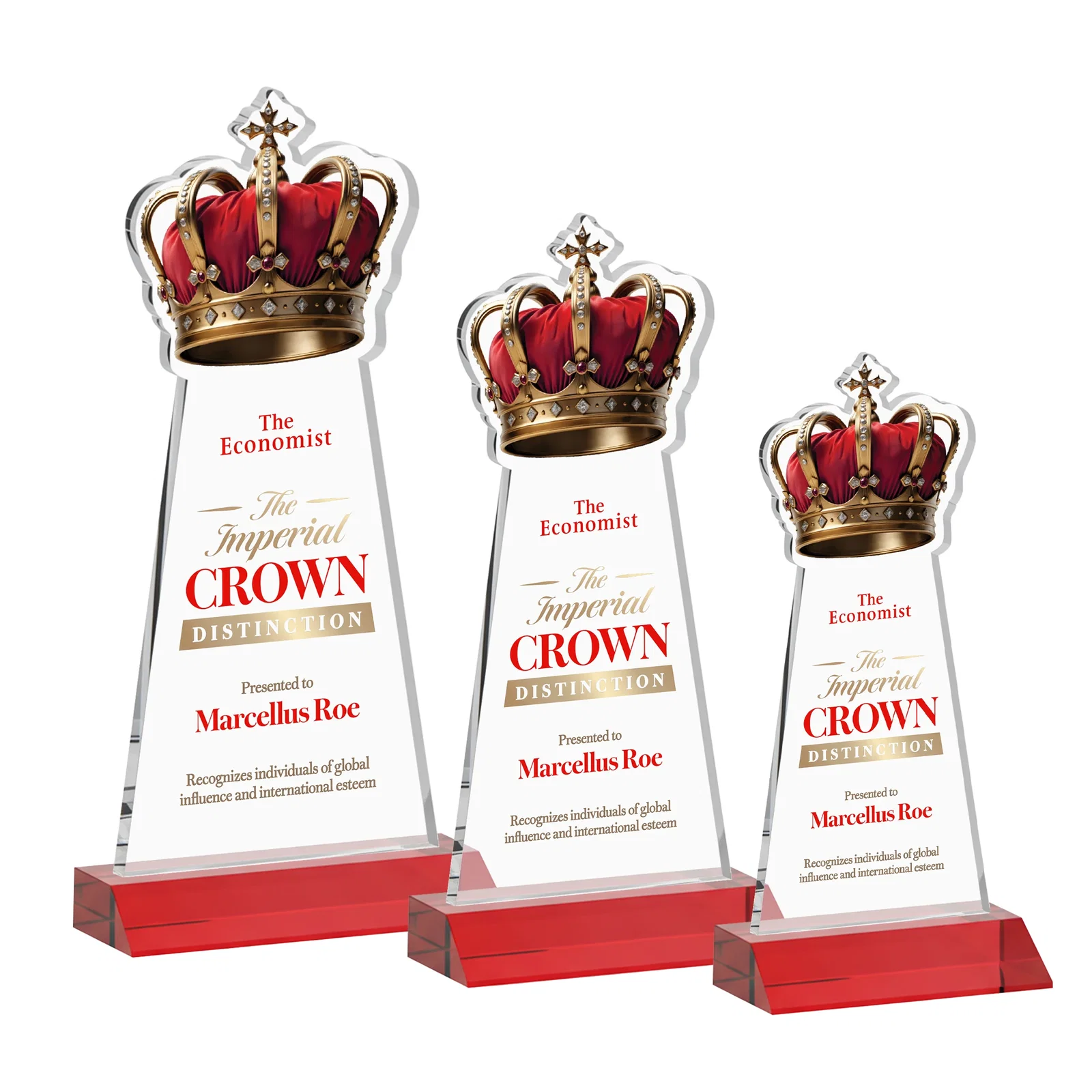 Customized Starfire Crystal Crown Award on Front-Mitered Base, awards for corporate award ceremonies