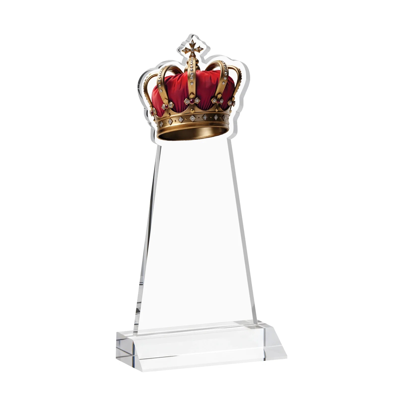 Custom engraved Starfire Crystal Crown Award on Front-Mitered Base, awards for sales achievement awards