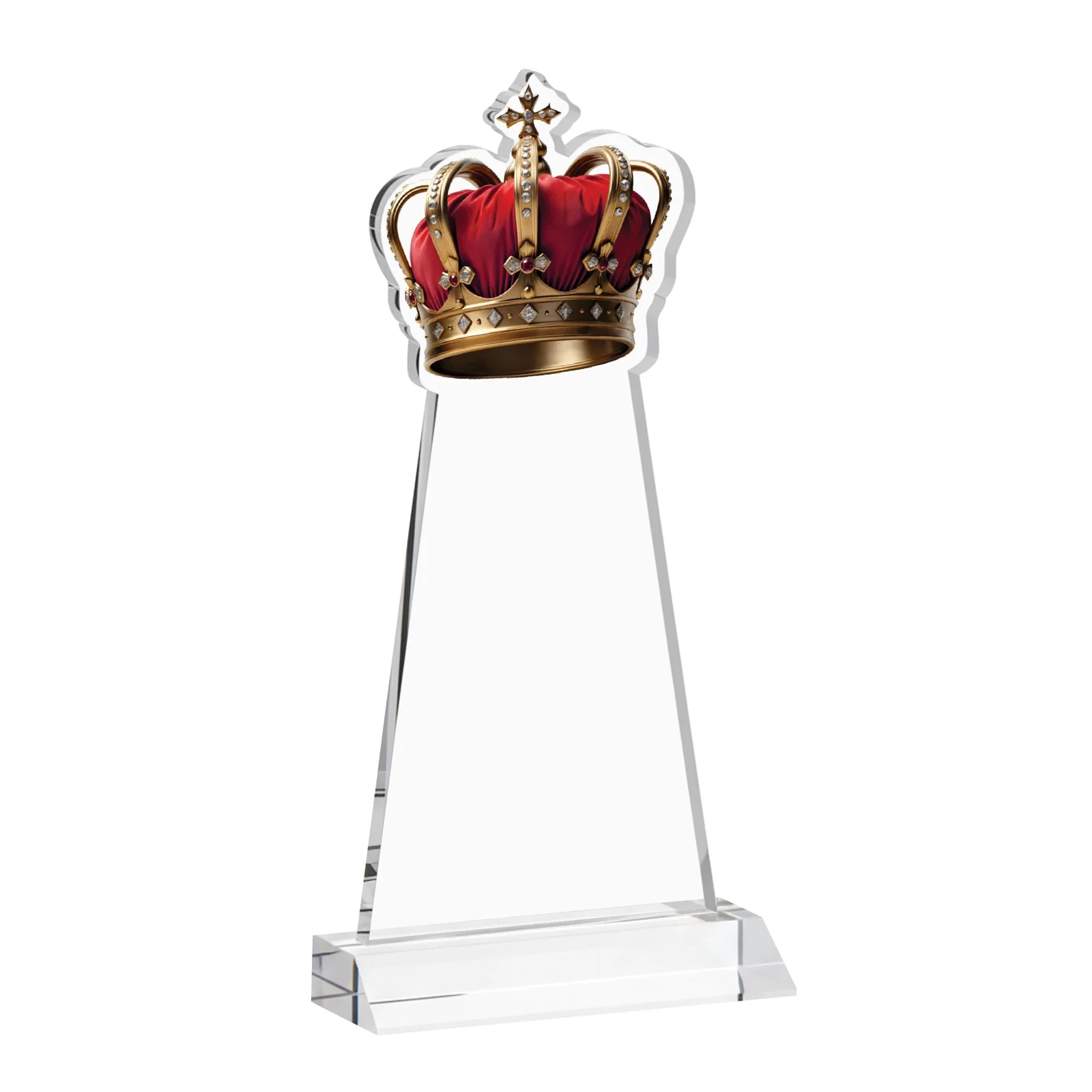 Custom engraved Starfire Crystal Crown Award on Front-Mitered Base, awards for retirement presentations