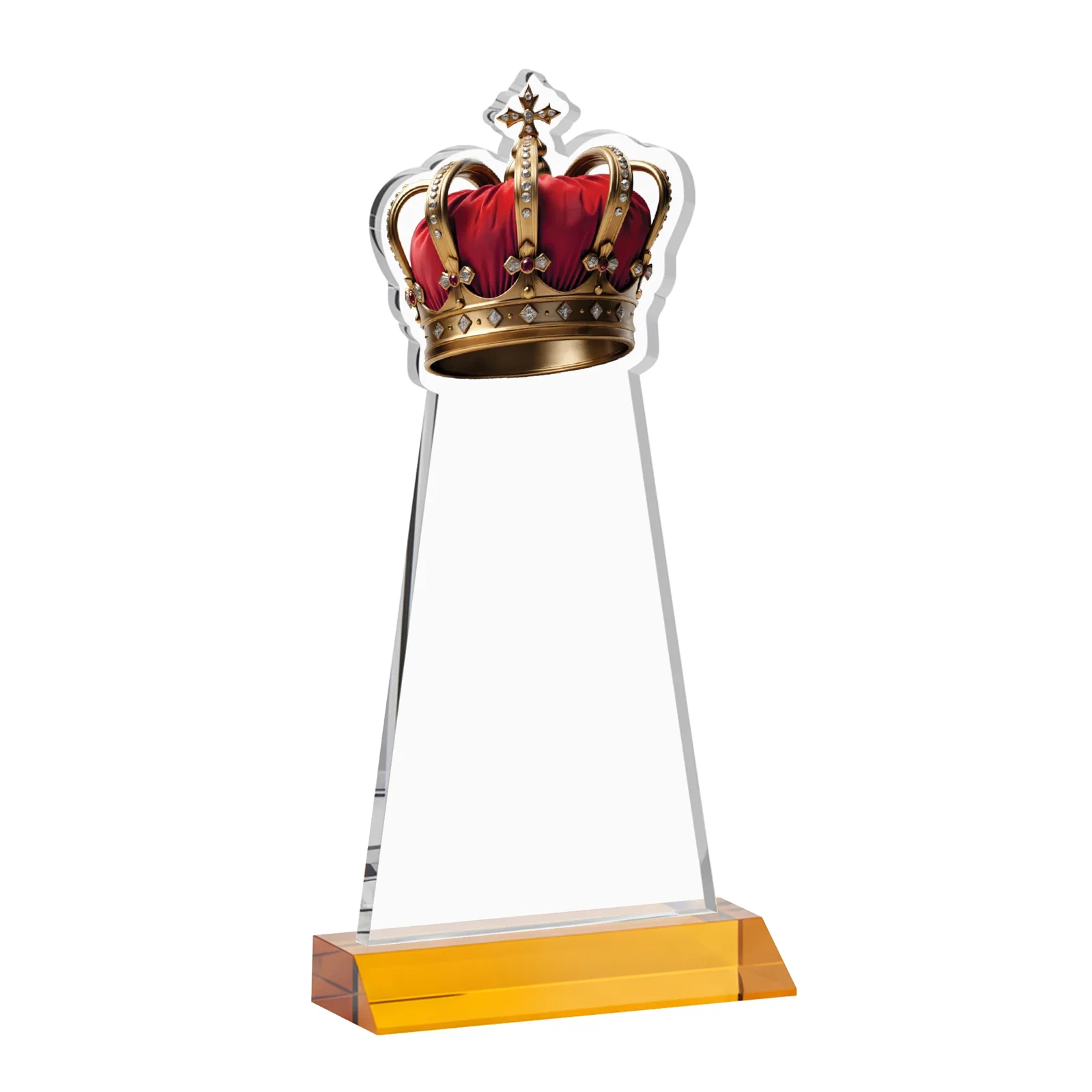 Custom engraved Starfire Crystal Crown Award on Front-Mitered Base, awards for graduation ceremonies
