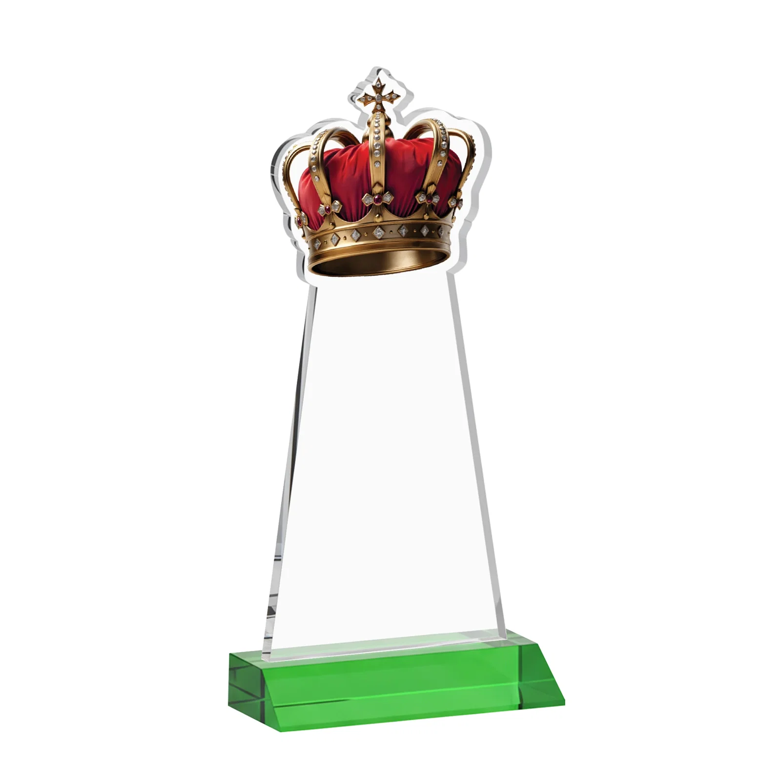Custom engraved Starfire Crystal Crown Award on Front-Mitered Base, awards for volunteer appreciation