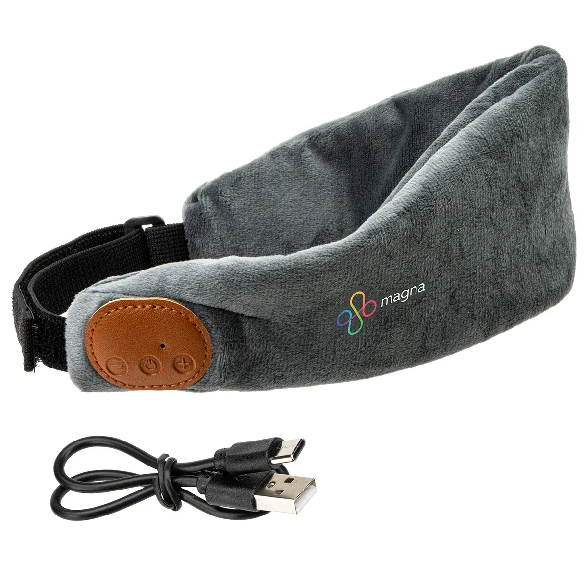 Promotional Crown Eye Mask with Wireless Headset worn during use, lifestyle shot