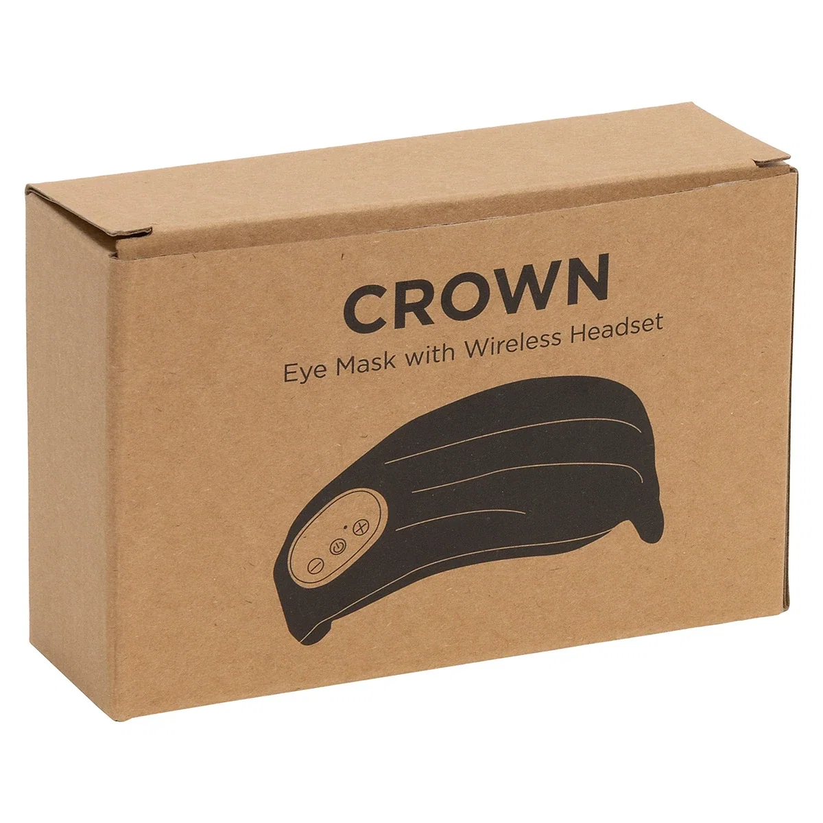 Retail packaging for the branded Crown Eye Mask with Wireless Headset