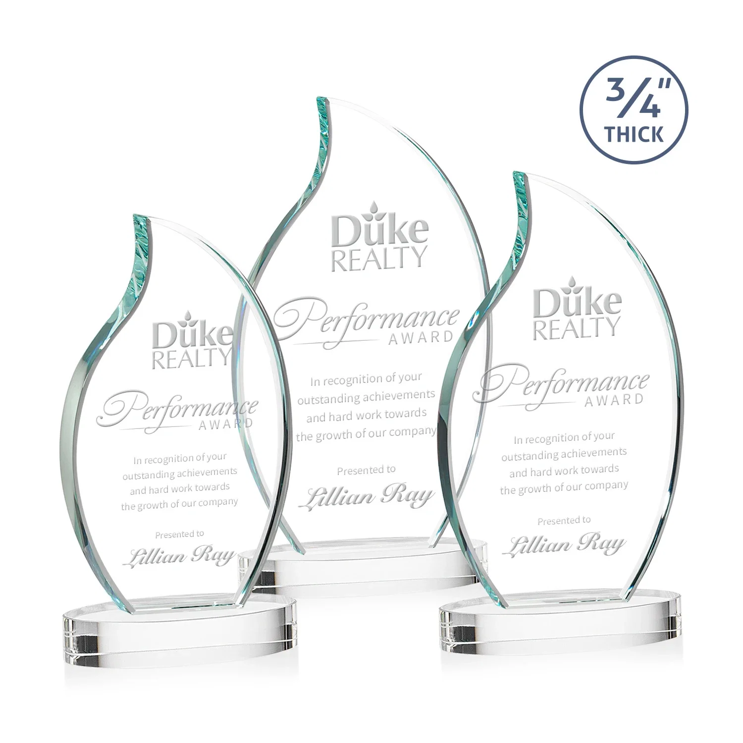 Custom Starfire Crystal Flame Award for employee recognition