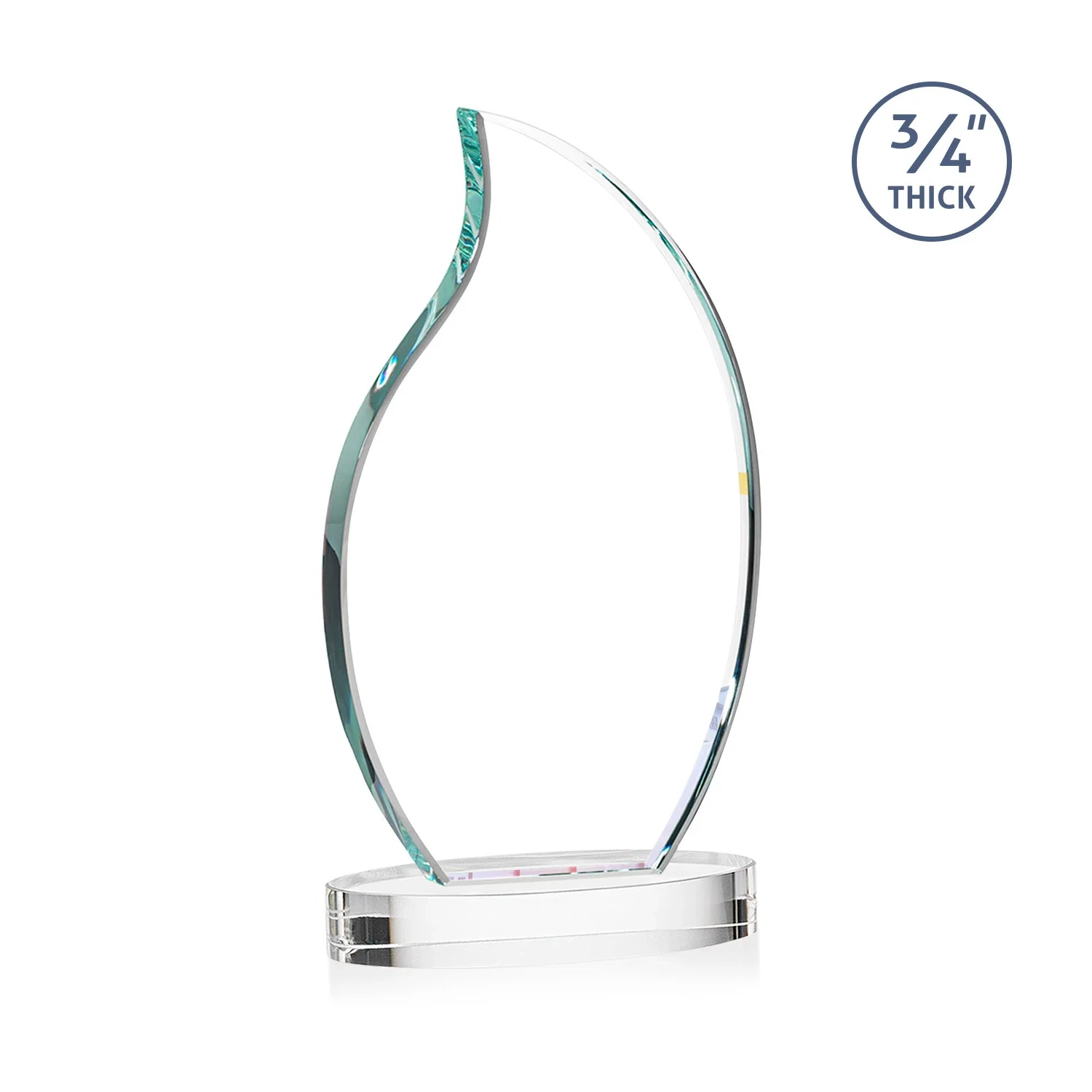 Personalized Starfire Crystal Flame Award, with your logo for retirement presentations