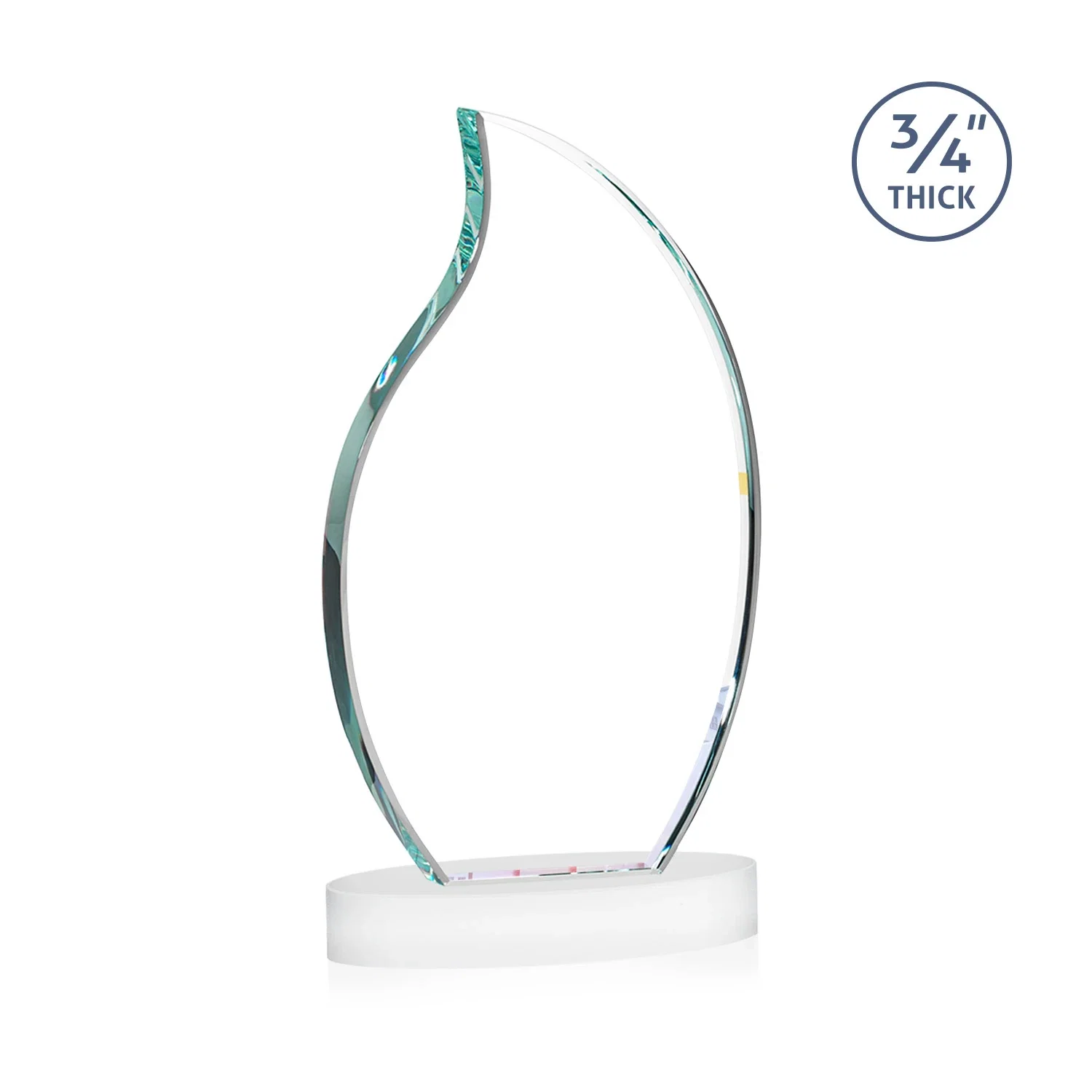 Branded Starfire Crystal Flame Award, with your logo for retirement presentations