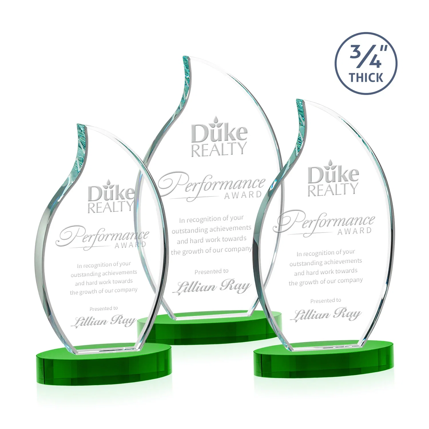 Personalized Starfire Crystal Flame Award for employee recognition