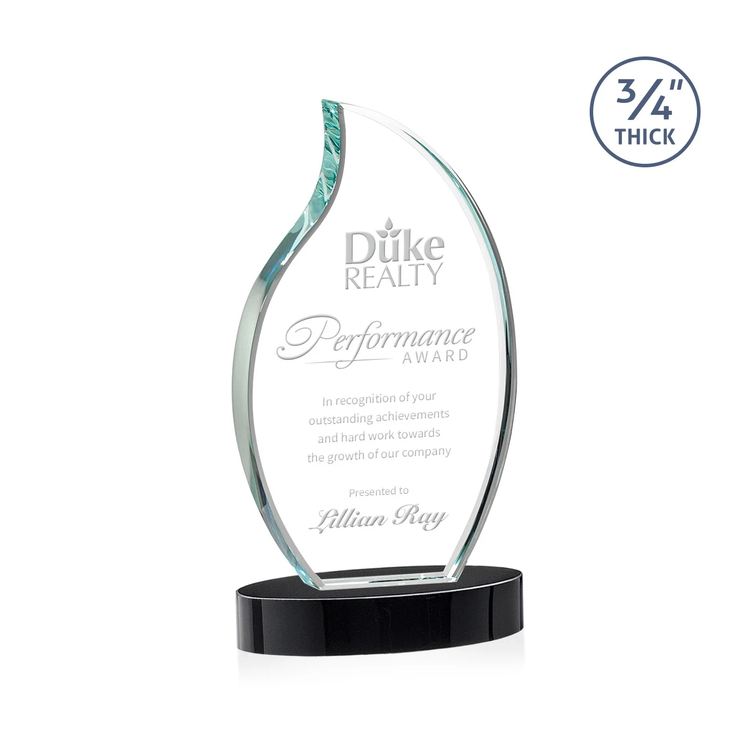 Personalized Starfire Crystal Flame Award for team milestone celebrations