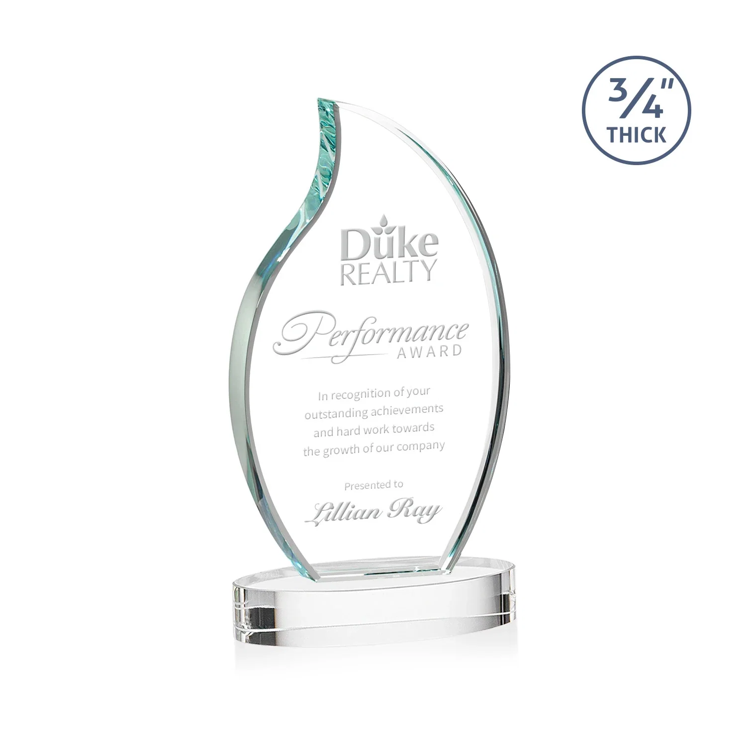 Custom Starfire Crystal Flame Award for corporate award ceremonies