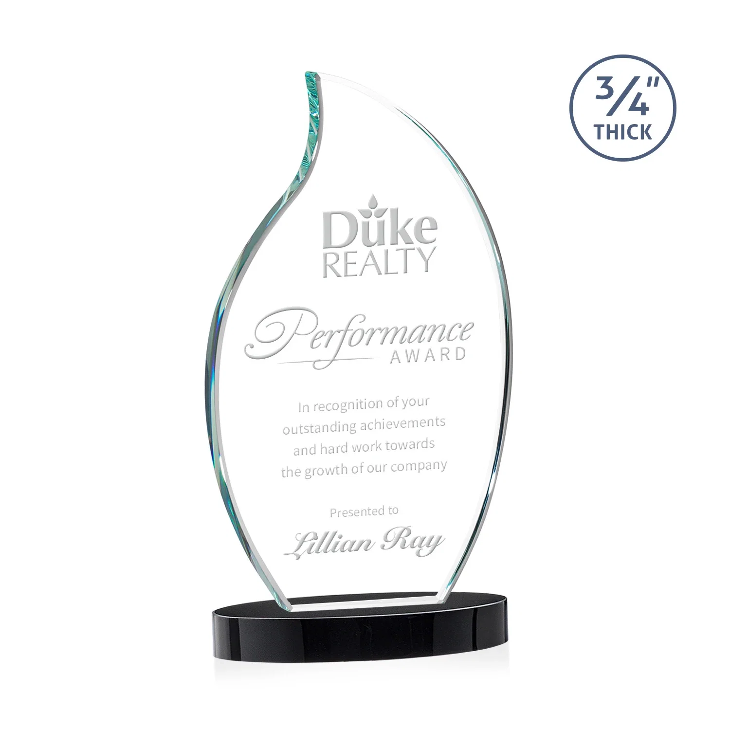 Personalized Starfire Crystal Flame Award for graduation ceremonies