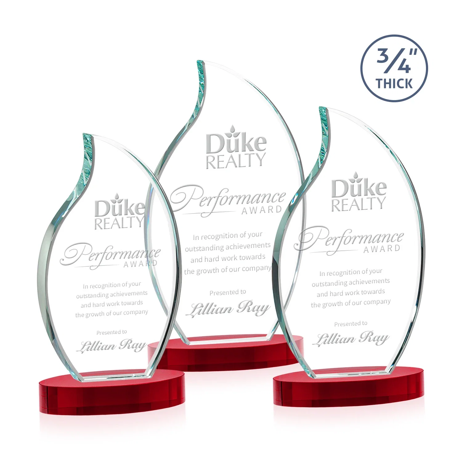 Promotional Starfire Crystal Flame Award for employee recognition